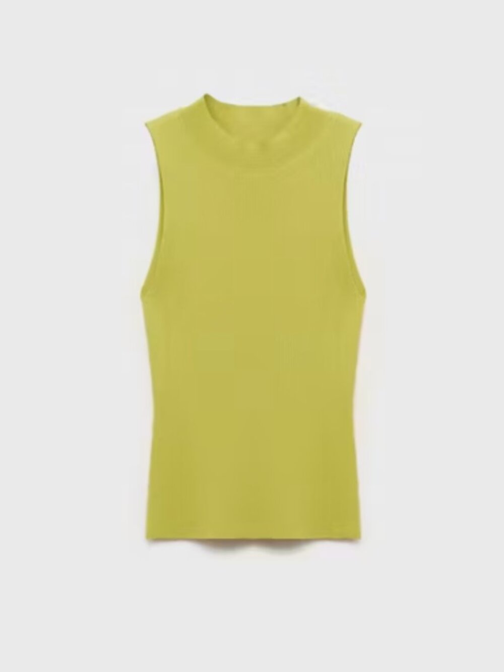 Mango - Ribbed Knit Tank - Size L - chartreuse